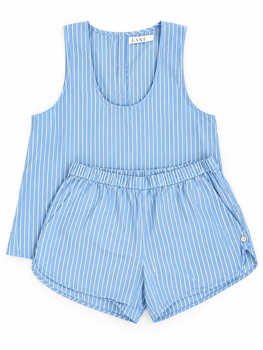 LAKE Petal Tank Blue Striped and Button Tank and Shorts Pajama Set Size XL